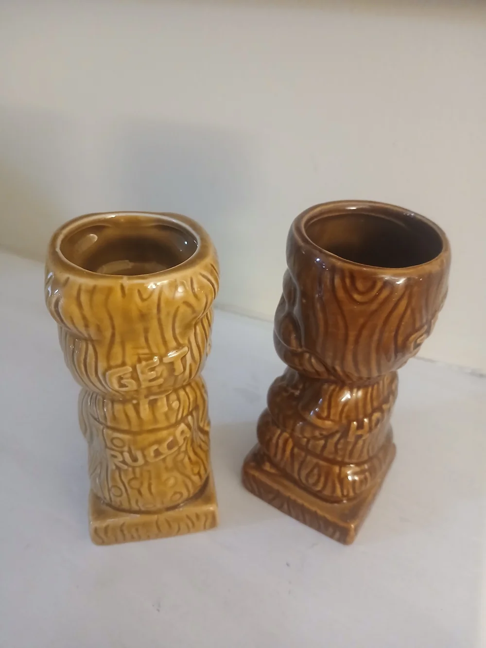 Suavecito Ceramic Tiki Mugs – Yellow and Brown Set
